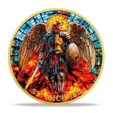 St. Michael Protection Christian Challenge Coin Psalm 91:10-11 Bible Verse Token