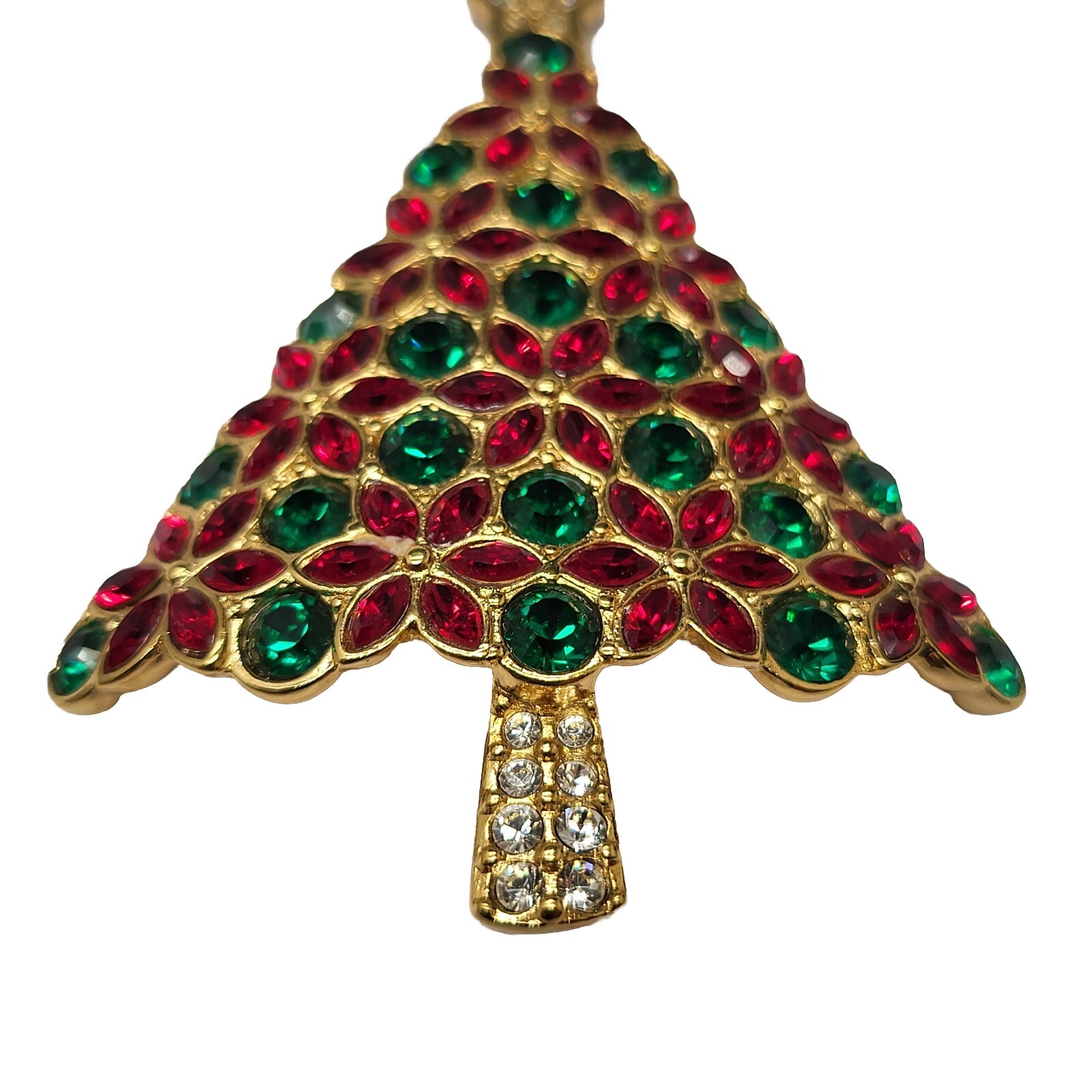 Vintage SWAROVSKI 2003 Christmas Tree Brooch Red, Green & Clear Stones