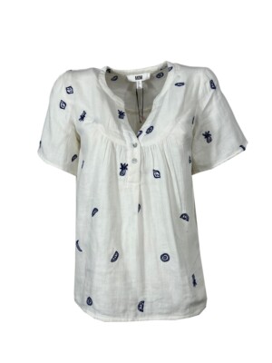 MD'M Women's Ivory Flared Blouse 2.61.251.96 100% Cotton