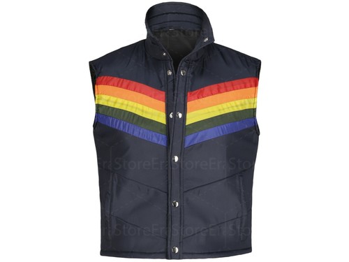 Mens Blue Puffer vest parachute Jacket 