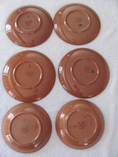 Stangl Pottery Thistle -Green Pink Flower USA- 2 Fruit Bowls + 4 Saucers-Imperf - Picture 14 of 18