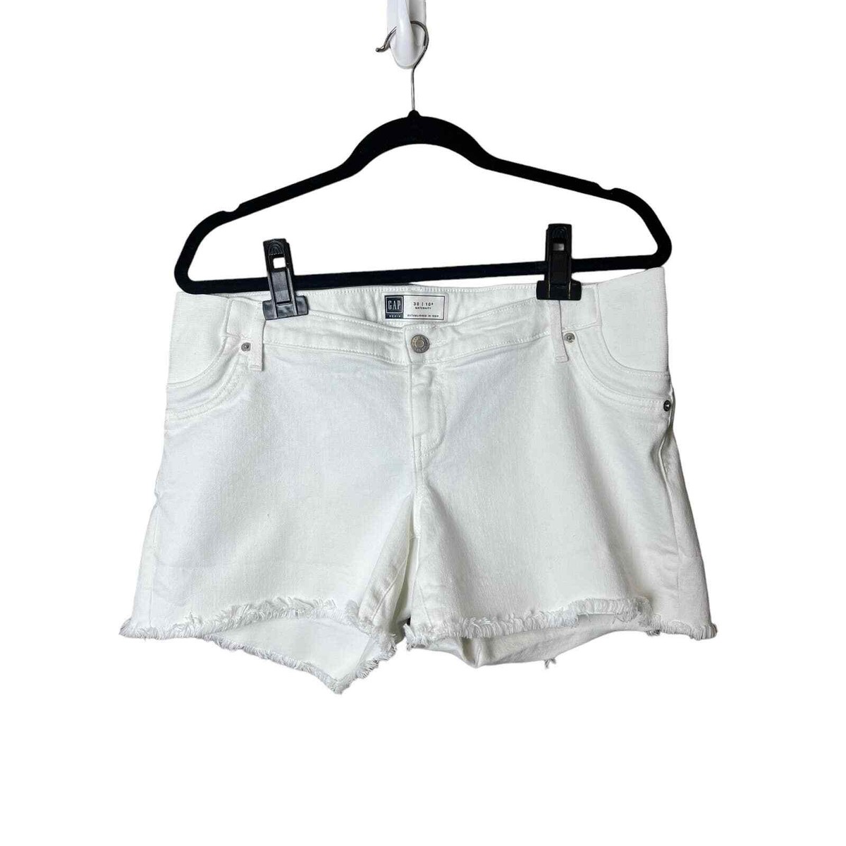 Gap white denim frayed maternity shorts 10R