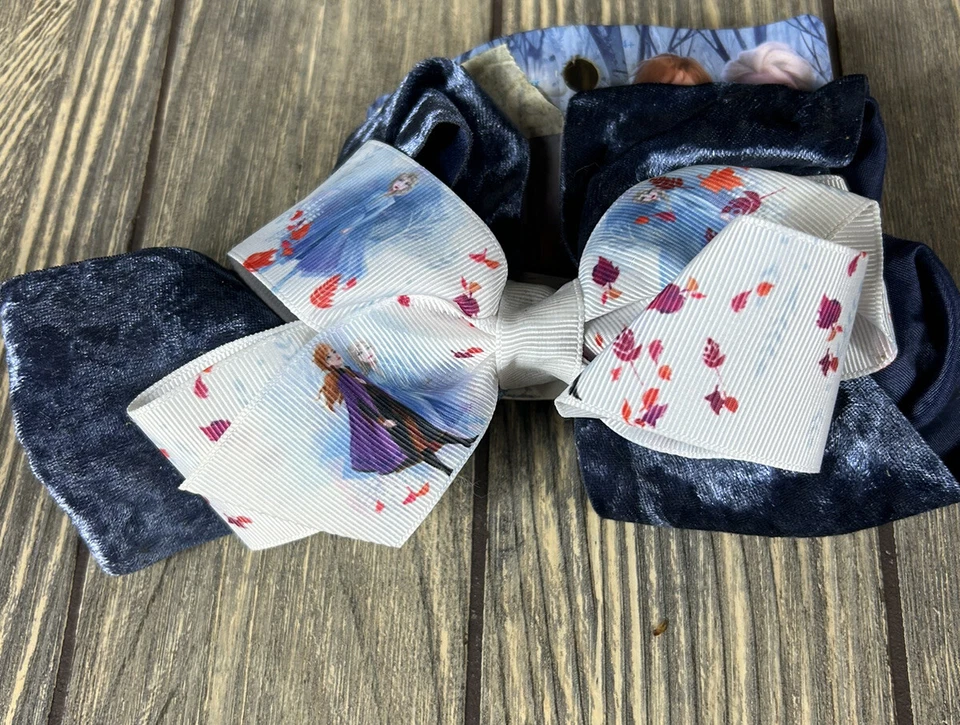 FROZEN II SCUNCI Bow Clip Disney Elsa Anna Princess Girl Hair Barrette NWT - Image 3 of 3