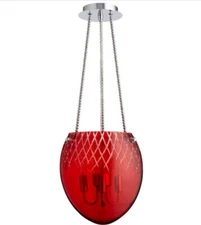 Quorum International 6900-3414 Signature 3 Light Pendant Chrome Red 11" Wide NOS