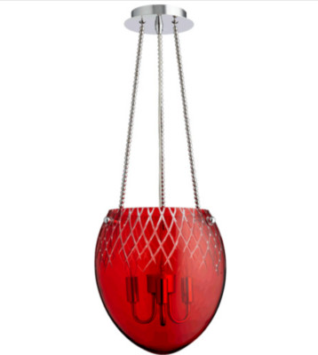 Quorum International 6900-3414 Signature 3 Light Pendant Chrome Red 11'' Wide NOS