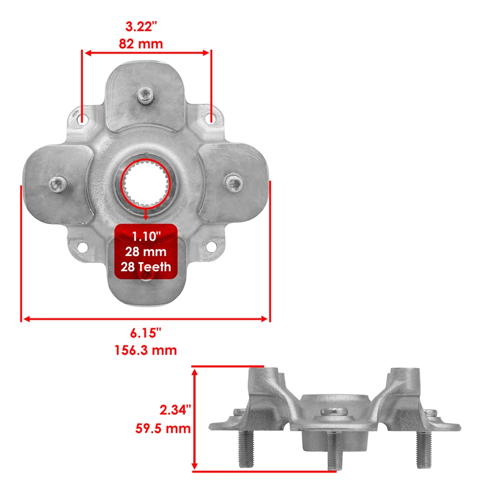 Buje de rueda para Yamaha Grizzly 550 YFM550 2011-2014 / Grizzly 550 FI YFM550 09-10 Foto 2 de 4