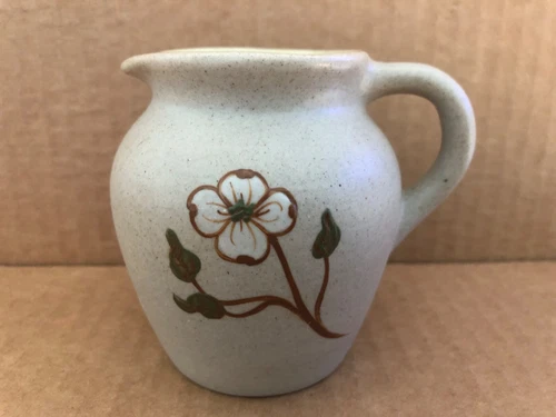 Vintage PIGEON FORGE Art Pottery Pitcher Tenn Flowers YELLOW GLAZE