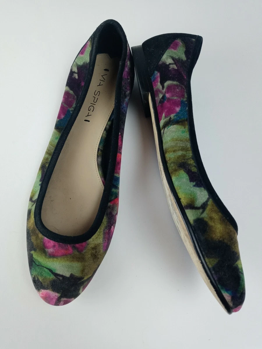 Via Spiga Ballet Flats Demetria 2 Leather Floral Velvet 9 M 40 Shoes Womens