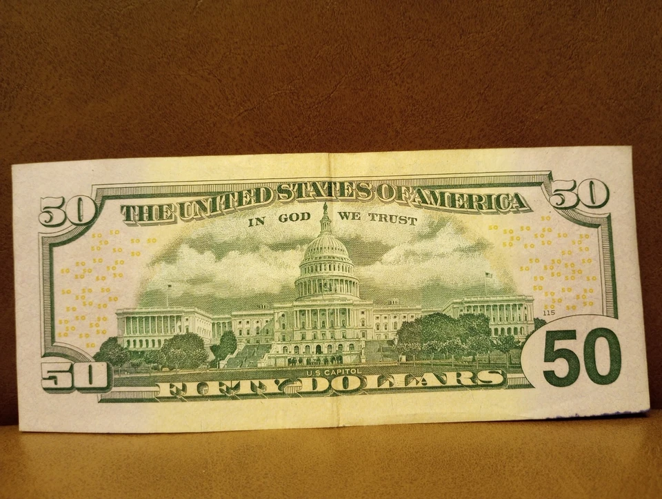 $50 Fancy Dollar Bill Broken Ladder Serial Number MI37412568A - Image 2 of 2