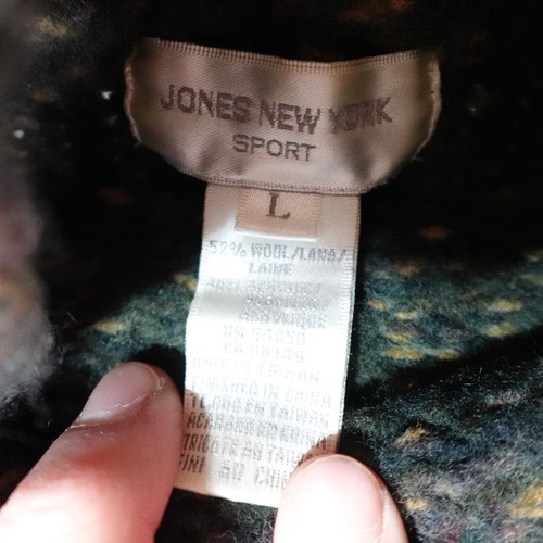 Vintage Chunky Sweater Womens Large Green Jones New York Pullover Thick Wool Top - Picture 6 of 18