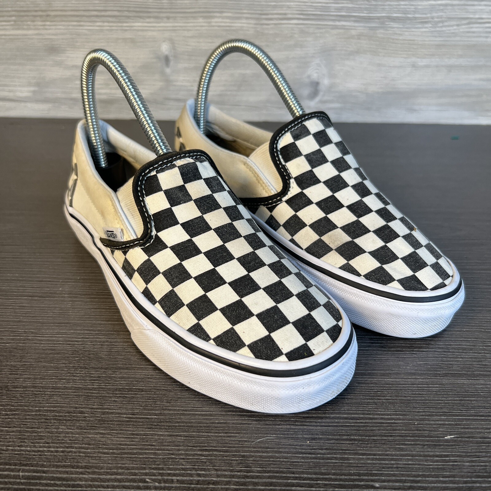 Vans Kids Womens Shoes Size Slip Ons Black White Checkered