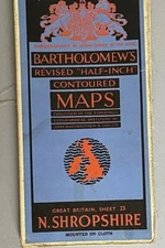 Vintage Bartholomews Half Inch Cloth Map, Sheet 23, North Shropshire