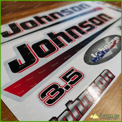 JOHNSON 3.5 HP Outboards Sea Horse Power Restoration Laminated Decals Stickers
