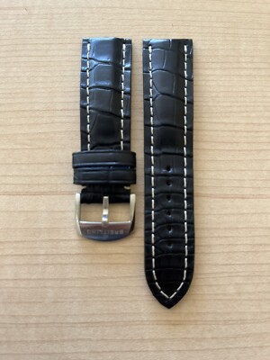 Breitling Black Crocodile Leather Strap 1018P 22mm 22-20 tang buckle 22 