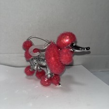 Poodle Dog tree ornament Pink And Silver Christmas very cute Poodle Dog