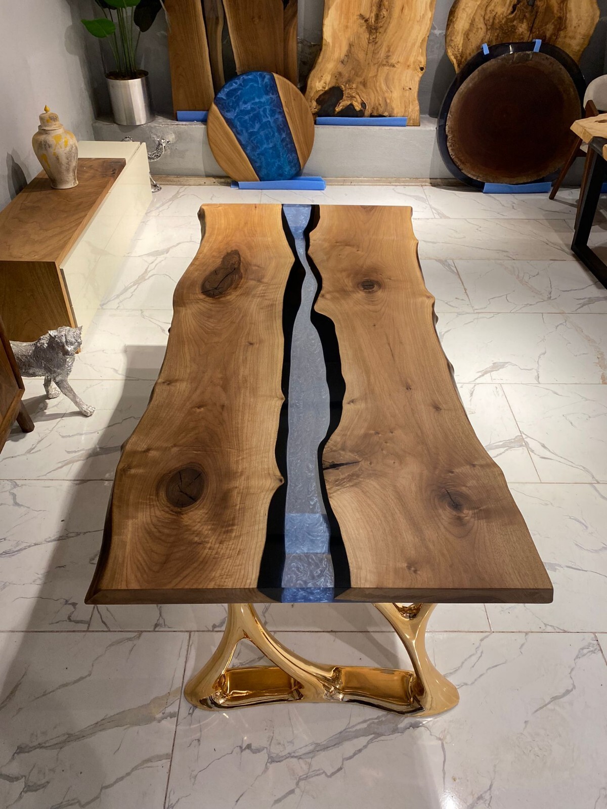 Epoxy Dining Table, Clear Epoxy Wood Table, Walnut Table , 80