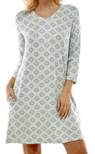 Croft  Barrow V-neck SleepShirt Nightgown Sleepwear Sz 3X - Honeydew Geo - New