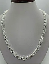  925 Solid Sterling Silver Handmade Rope Chain/Necklace Men's 7mm 20"-30" 