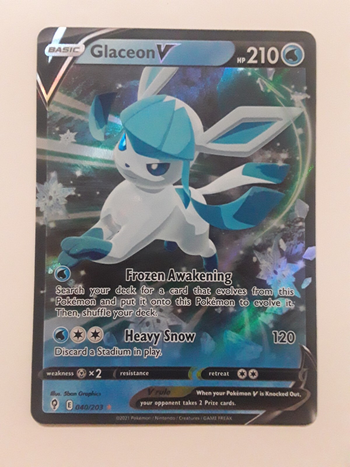 Pokemon - Glaceon V - 040/203 - Ultra Rare - Evolving Skies - NM/M - New