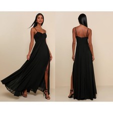 Lulus Cause for Commotion Black Pleated Bustier Maxi Dress Size XL