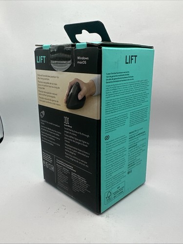 Logitech Lift Vertical Ergonomic Mouse Wireless Bluetooth - Black - Picture 3 of 5