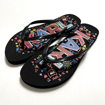 NWOB KARL LAGERFELD Zayda Flip Flop Slip-On Size 9 Illustrations Cat Graffiti