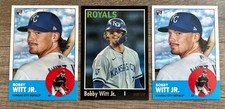 Bobby Witt Jr Topps Archives Lot - 2x 2022 Rookie Base + 2025 Black Foil Royals