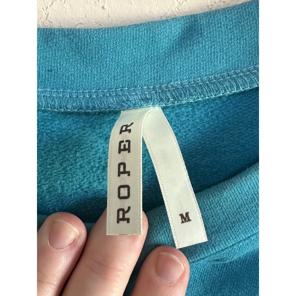 Sudadera Pullover Roper Azul Turquesa Flecos Vaquera Occidental Mujer M Foto 2 de 4