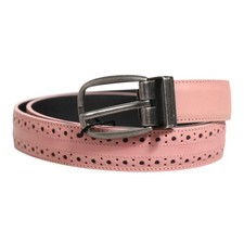 DOLCE & GABBANA Belt Pink Leather Perforated Detailing Buckle 95cm /38in 1180usd