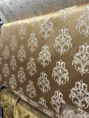 Gold Damask Jacquard Brocade Fabric (116in.) Sold By The Yard
