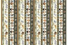 Nursery Baby Fabric Safari Adventure Animal Stripe Green Kanvas Studio YARD