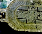 INDIANA GLASS Frosted Yellow KILLARNEY TIARA PEAR Floral Cross PICKLE DISH 1950s — photo 2