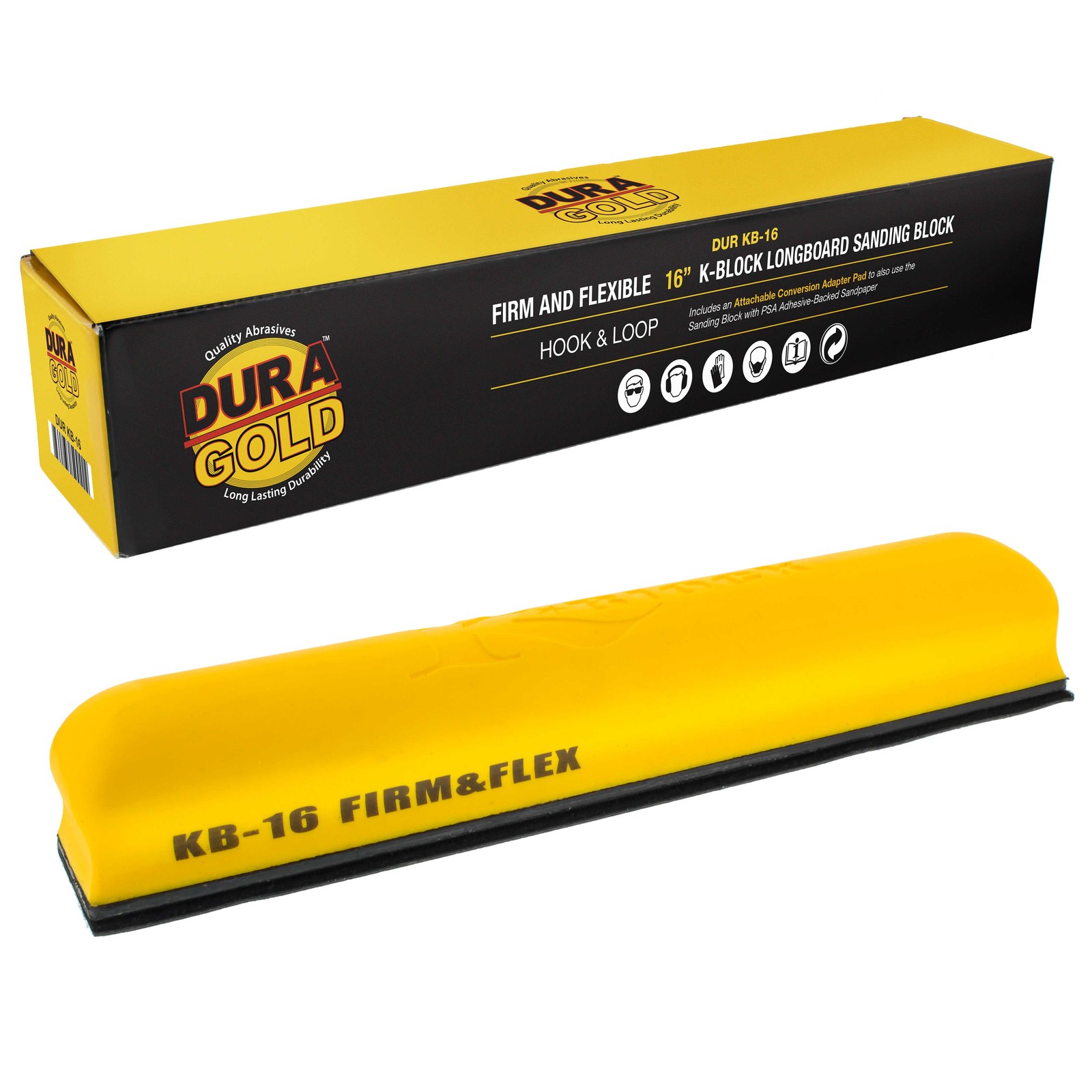 16" K-Block Sander Firm & Flex Hand Sanding Block, Hook & Loop Backing, PSA Sand