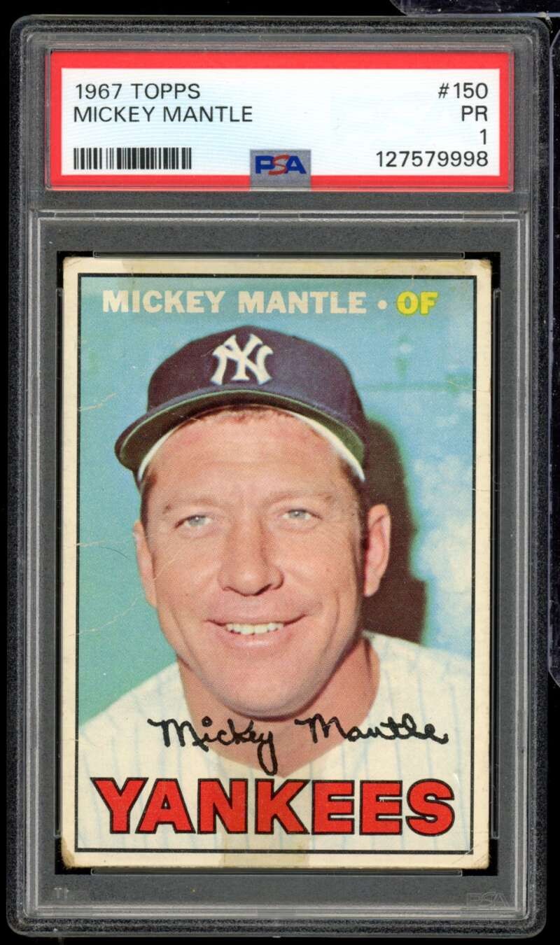 Mickey Mantle Card 1967 Topps #150 PSA 1 view 1