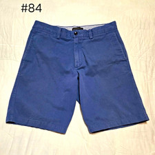 Banana Republic Men's Blue Solid Cotton Chino Shorts Flat Front Button Pockets
