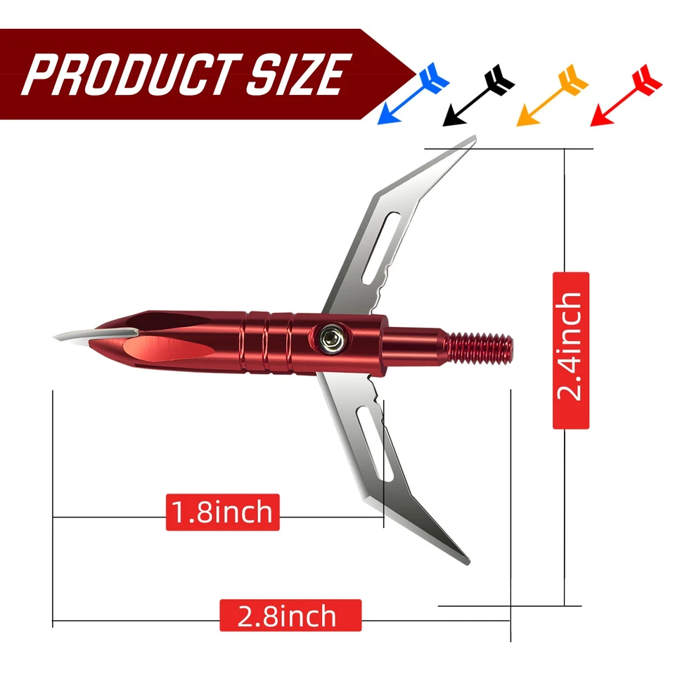 USA 12Pcs Hunting 100 Grain Broadheads Compound Bow Crossbow Bow Archery Tips - Image 4 of 4