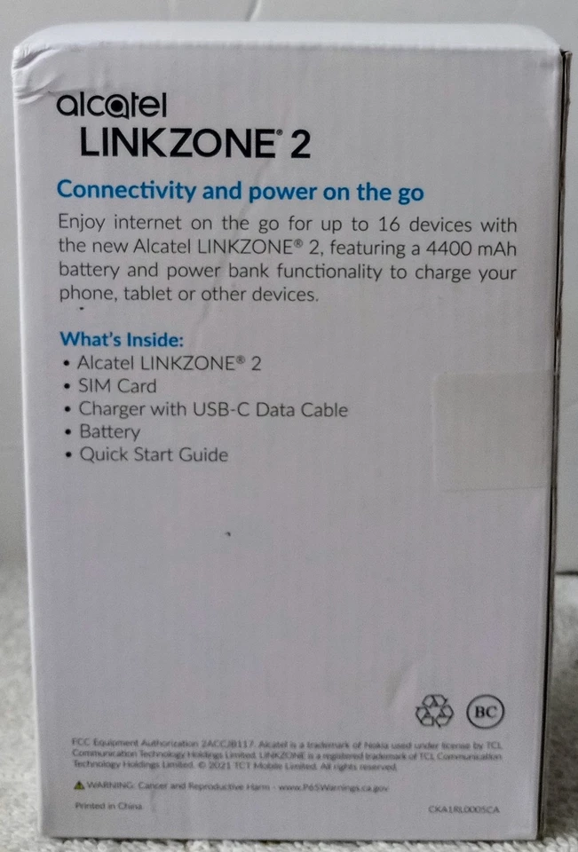 Alcatel Linkzone 2 4G LTE Hotspot Portable Wi-Fi 16 Device 4400 mAh Black Sealed - Image 2 of 4