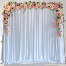 Wokceer White Backdrop Curtain for Wedding Parties Backdrop Drapes 10x8FT