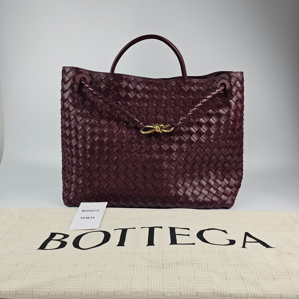 BOTTEGA VENETA Andiamo Large $8900 Barolo Red Leather Top Handle