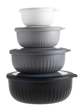 Meoky 8pcs/Set Nested Round Plastic Food Storage Bowls With Lids, Assorted Size