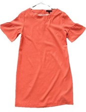 Banana Republic Shift Dress 8 Bell Sleeve Gold Back Buttons Above Knee Orange