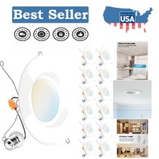 Sunco 12 Pack 6 Inch LED Recessed Lights - Dimmable Selectable CCT 2700K-5000K