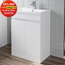 600mm Freestanding Vanity Unit Basin Sink Bathroom Storage Cabinet Gloss White
