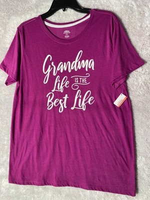 Women s Grandma Life Is The Best Life T-Shirt Purple Size L Mother s Day NWT