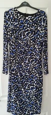 Used Damsel Jeresy Dress Blue Patterned Size 14