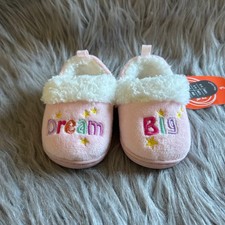 Wonder Nation Slippers Toddler Girl Size 3 "Dream Big" Pink Slip On Lined Shoes