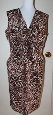 Kasper Ladies Dress Size 14 Pockets Animal Print Brown Black Tan