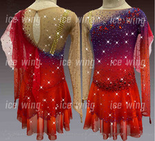 Ice Figure Skating Dress Rhythmic Gymnastics Twirling Competition red dyeing