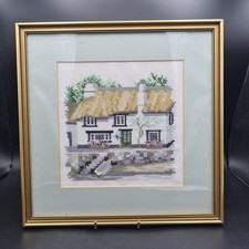 Vintage Dale Design Cornish Cottage cross stitch completed framed W28.5cmx28.5cm