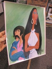 TV GUIDE Cover Portrait 1974 SONNY AND CHER CBS variety Al Hirschfeld cartoon